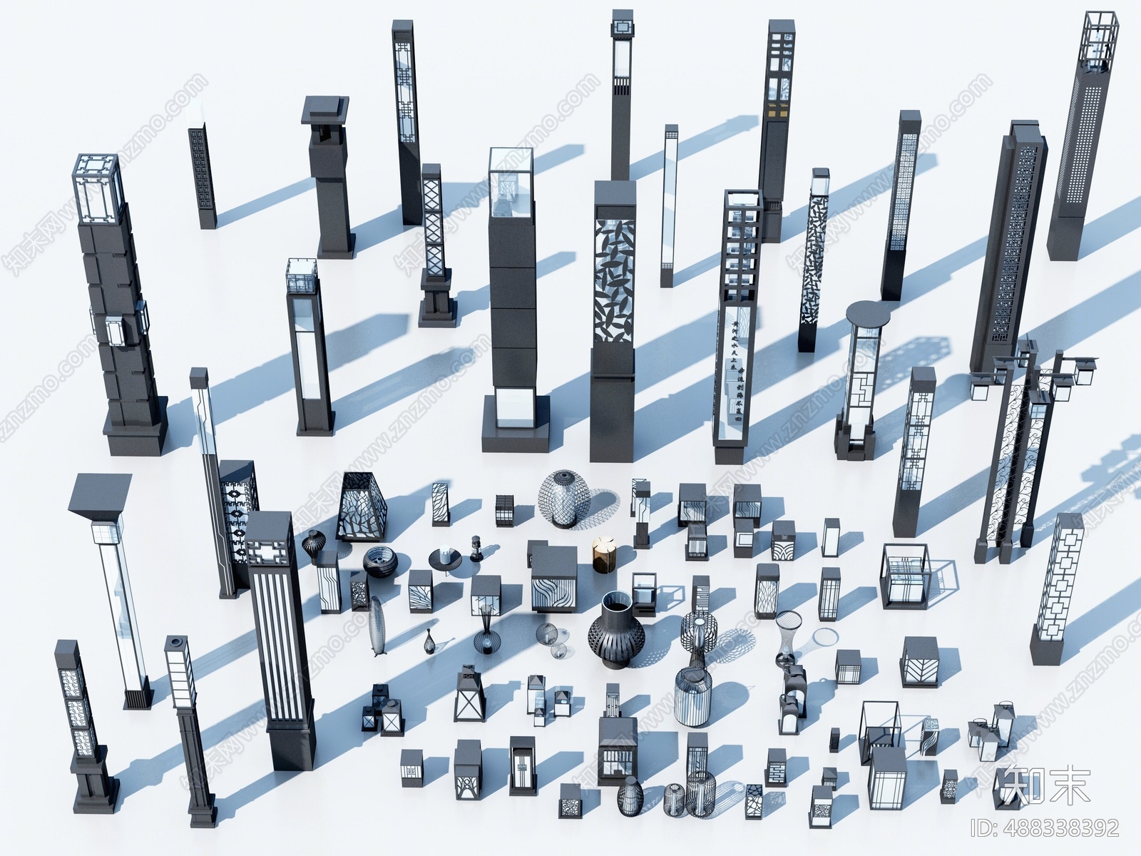 中式户外灯3D模型下载【ID:488338392】