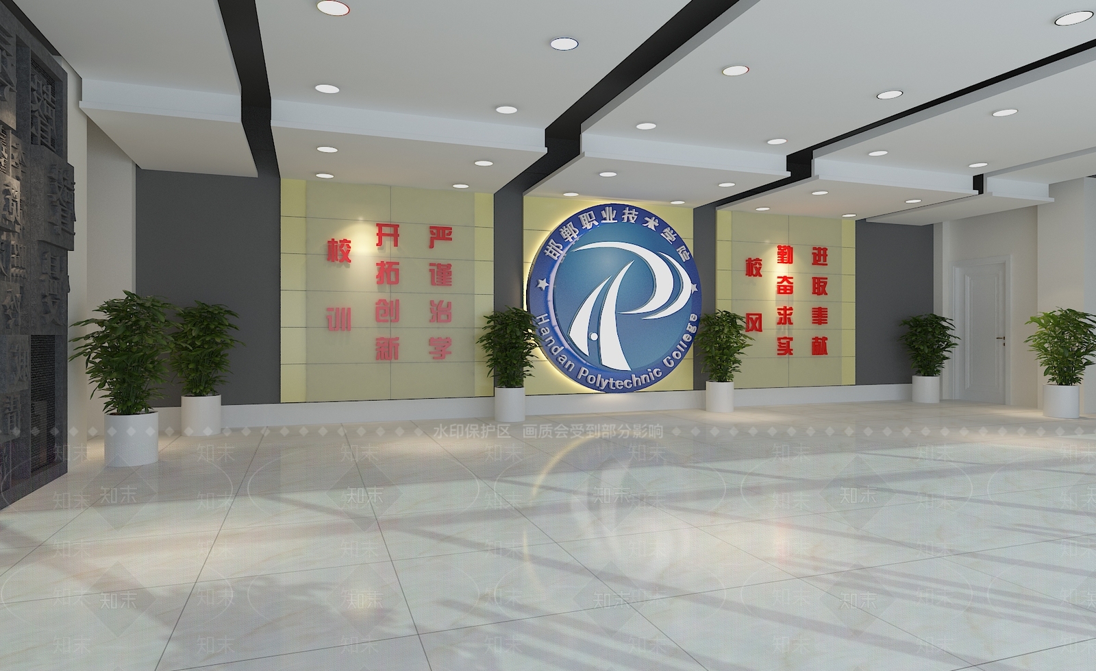 新中式学校大厅3D模型下载【ID:188348038】_知末3d模型网