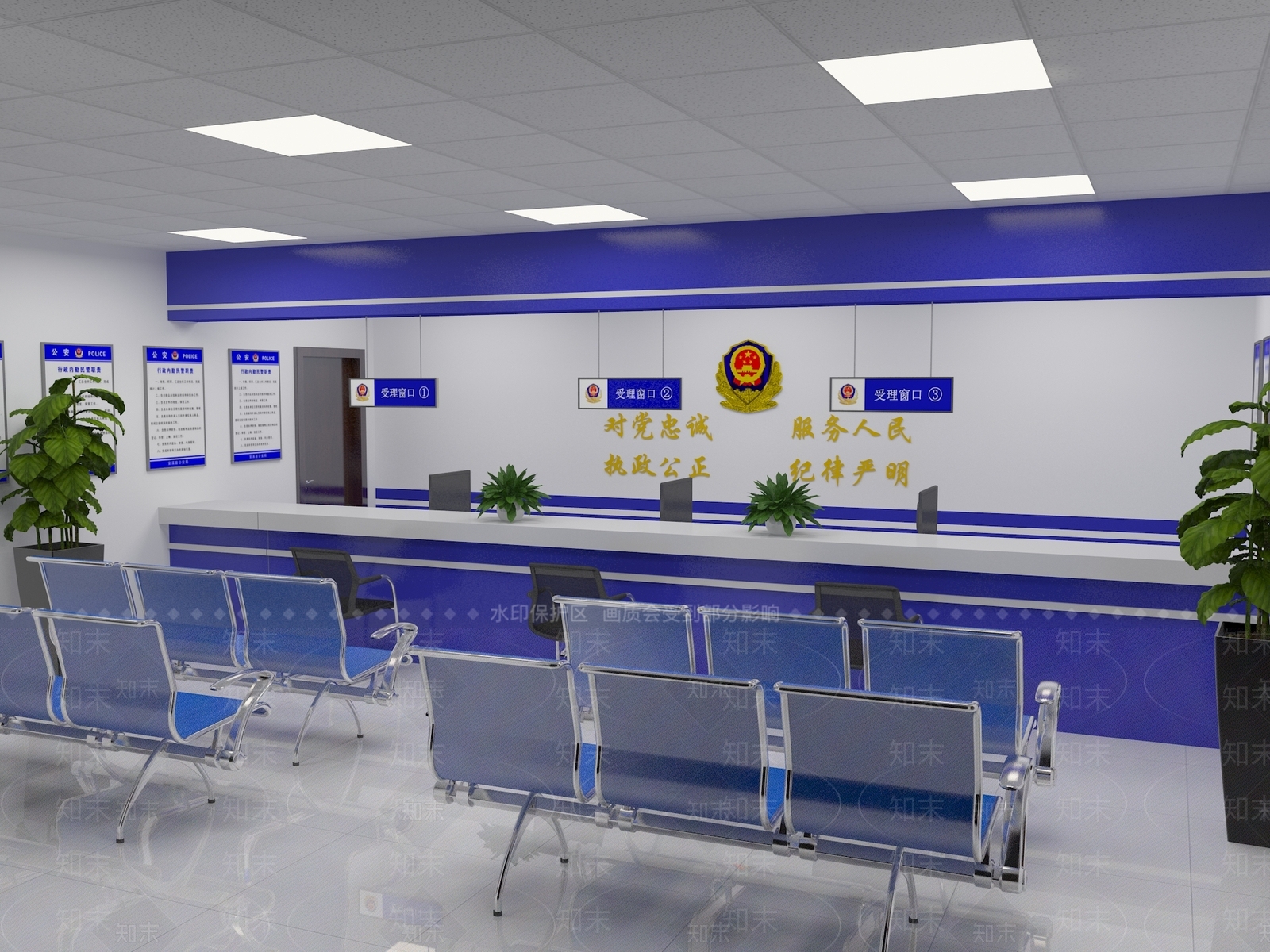 现代派出所办事大厅3D模型下载【ID:488357117】