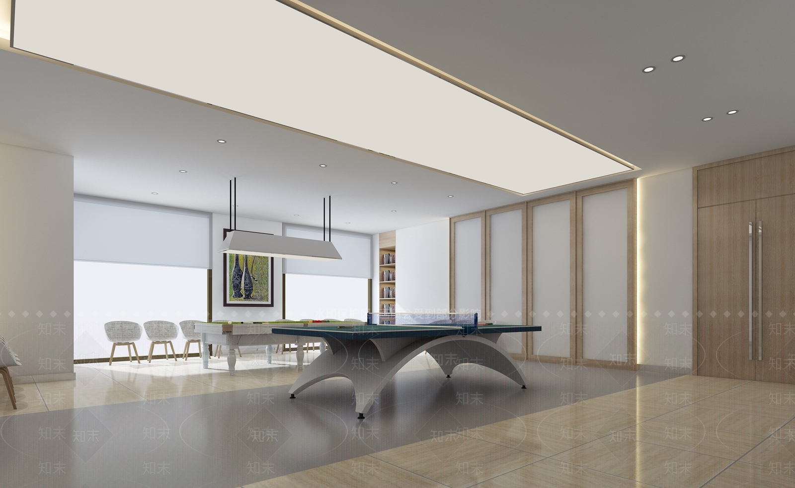 现代桌球室3D模型下载【ID:988358965】