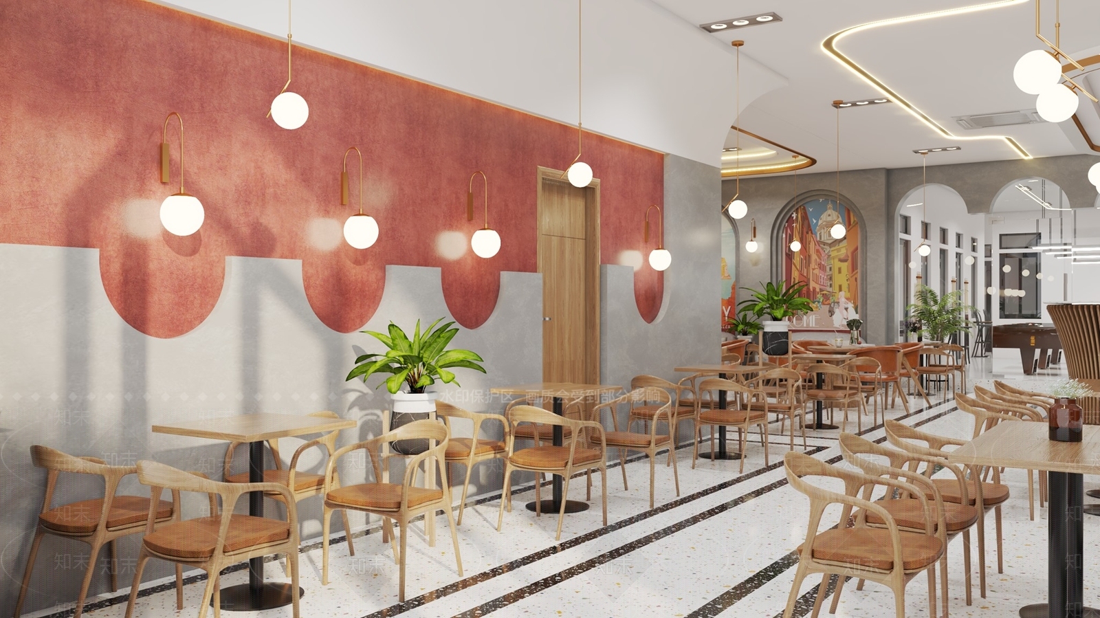 北欧餐厅SU模型下载【ID:988361006】