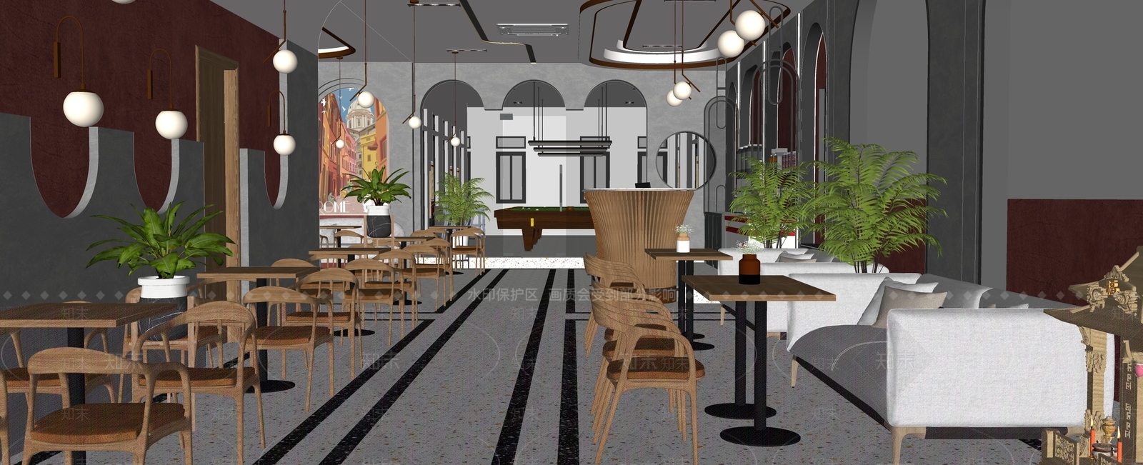 北欧餐厅SU模型下载【ID:988361006】