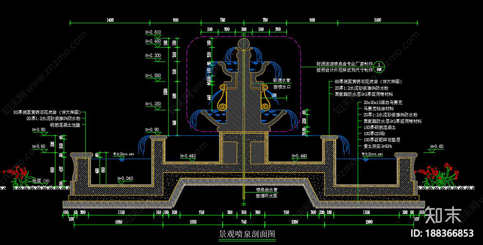 景观喷泉施工图下载【ID:188366853】