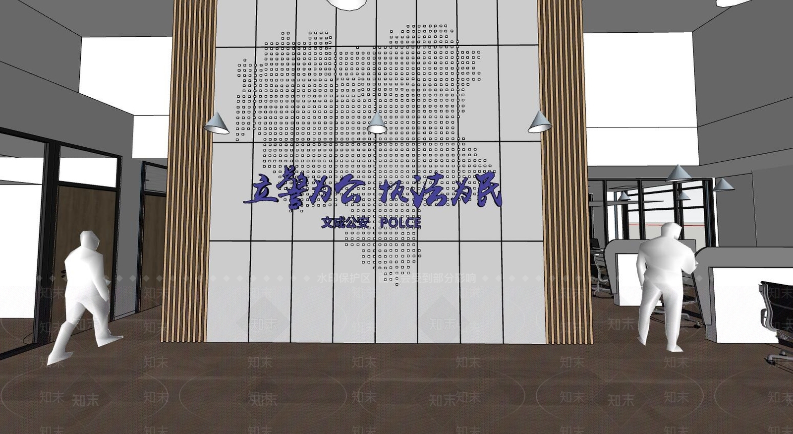 现代公共办公区SU模型下载【ID:388367269】