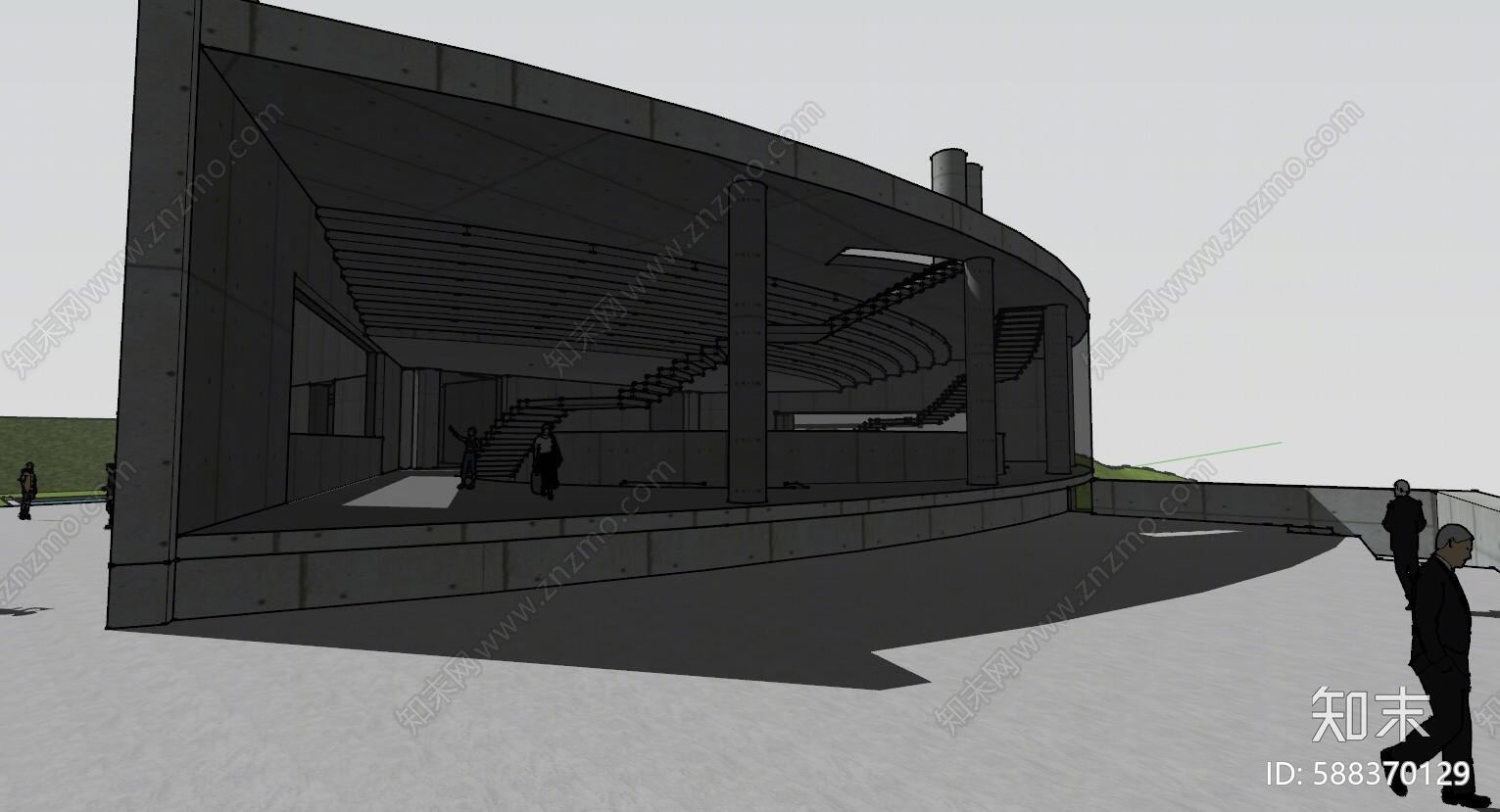 现代文化场馆外观SU模型下载【ID:588370129】