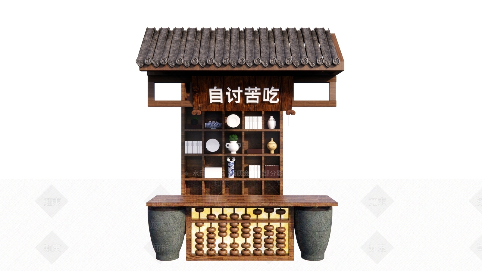 新中式展架SU模型下载【ID:588378755】
