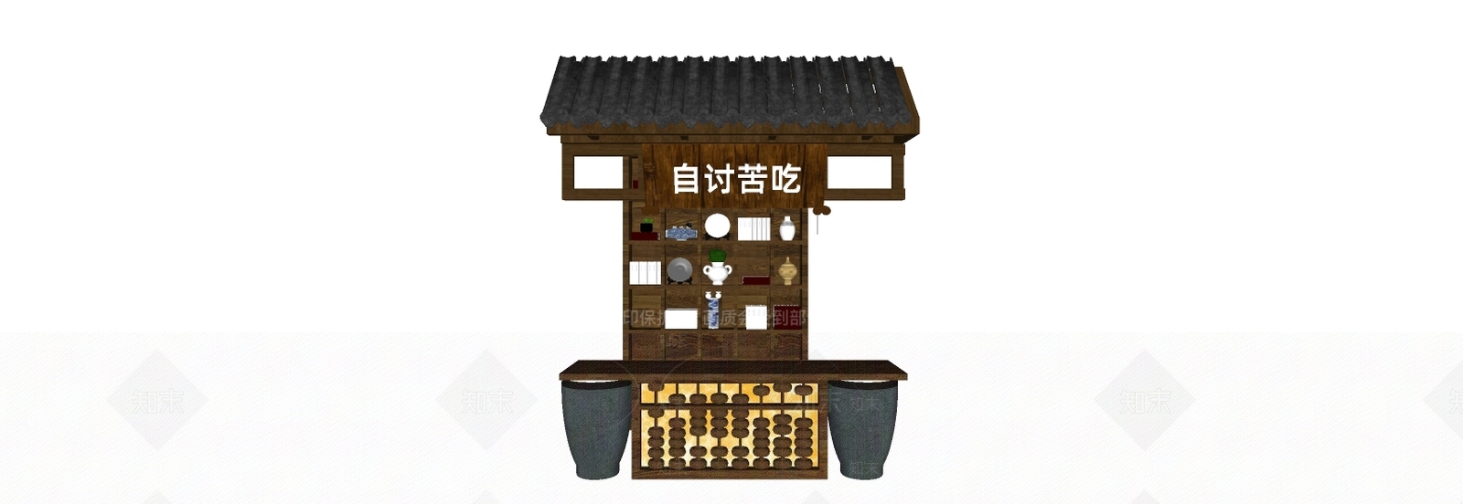 新中式展架SU模型下载【ID:588378755】