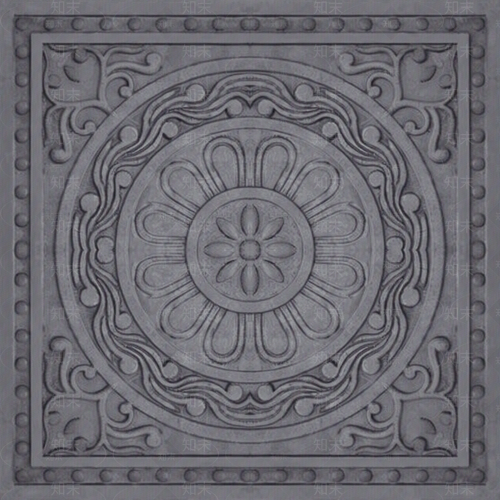 中式地面砖雕浮雕贴图下载【ID:1195314982】