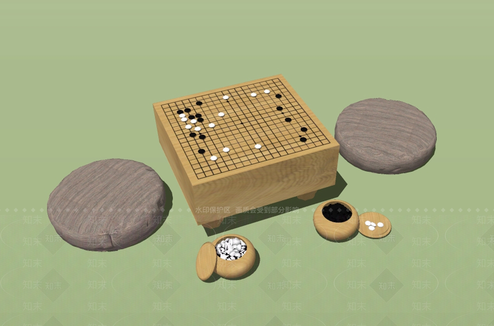 新中式围棋SU模型下载【ID:288383150】