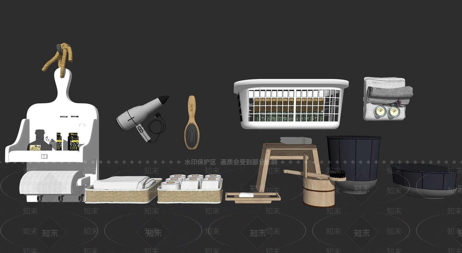 现代卫浴小件组合SU模型下载【ID:688424992】