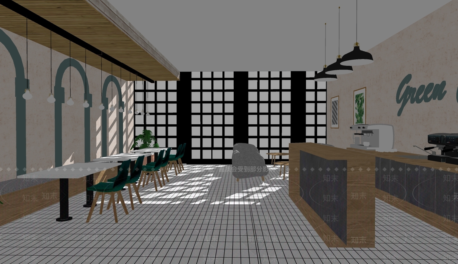 北欧餐厅SU模型下载【ID:388429280】