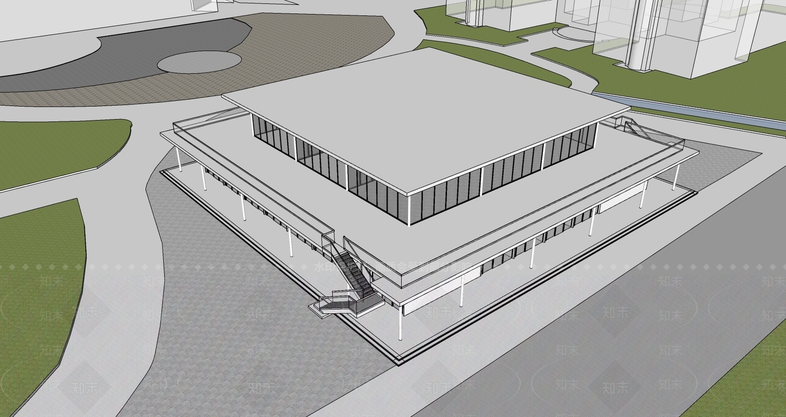现代商业建筑外观SU模型下载【ID:488430198】