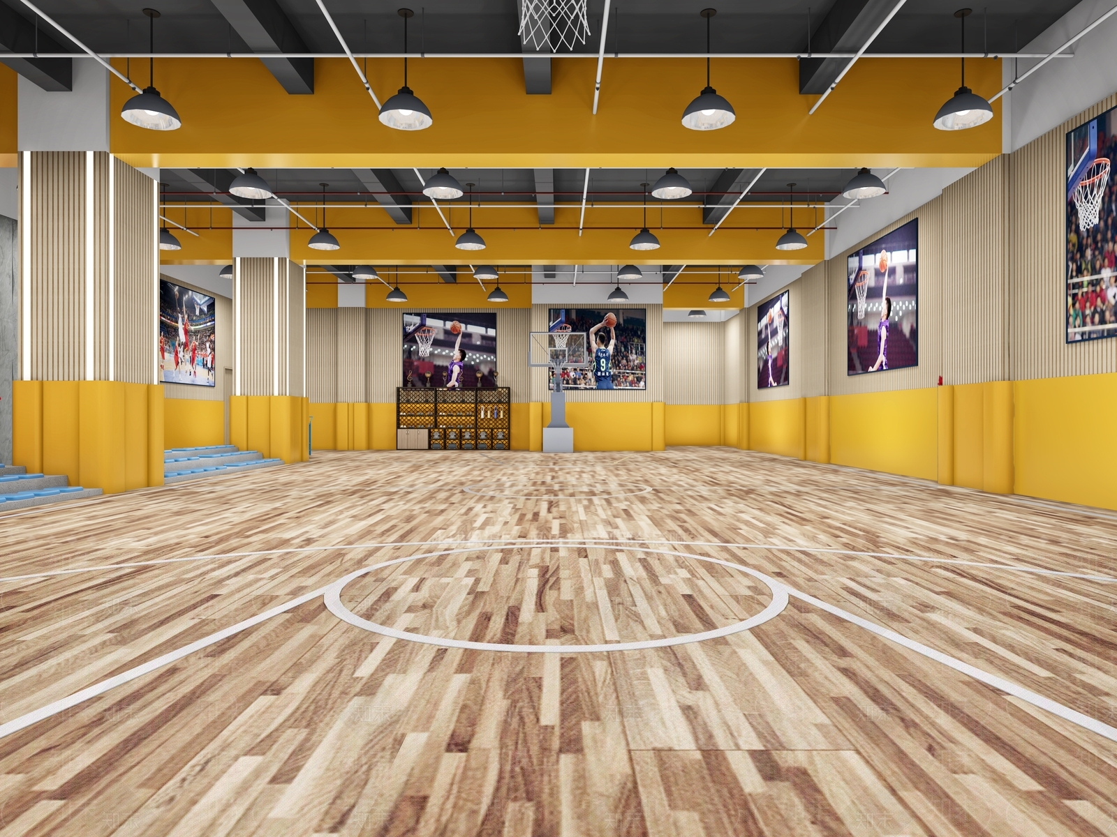 现代室内篮球场3D模型下载【ID:388438832】