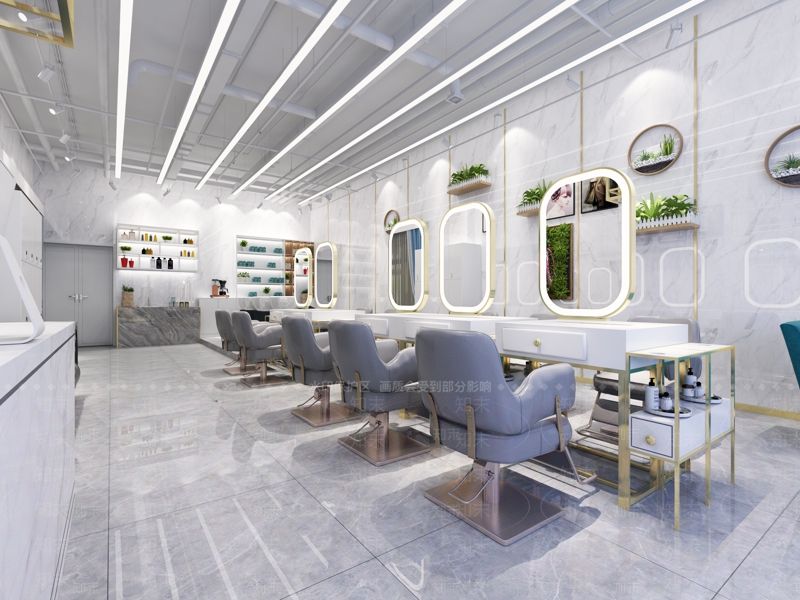 现代美发店3D模型下载【ID:988452516】