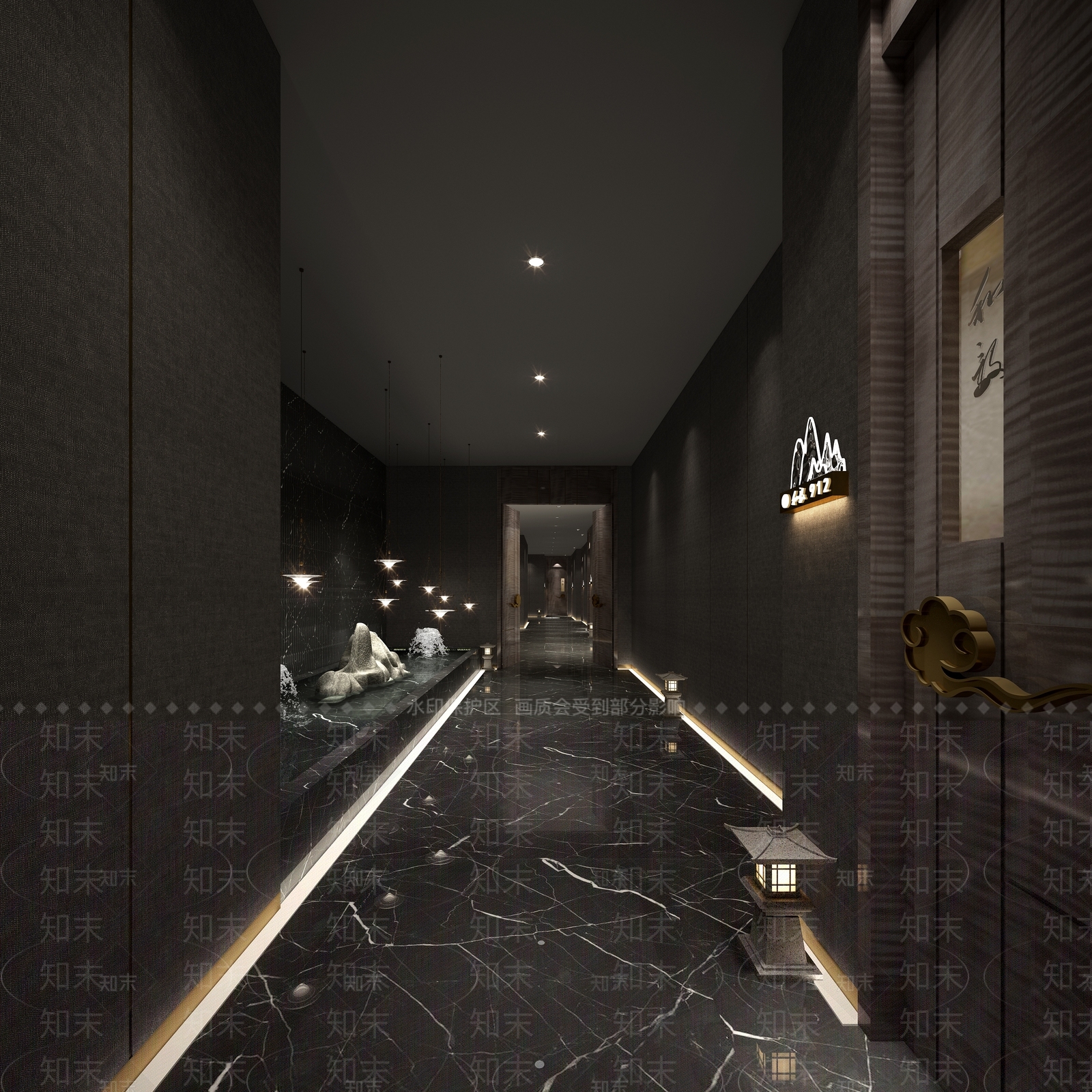 现代足浴会所过道3D模型下载【ID:788457123】