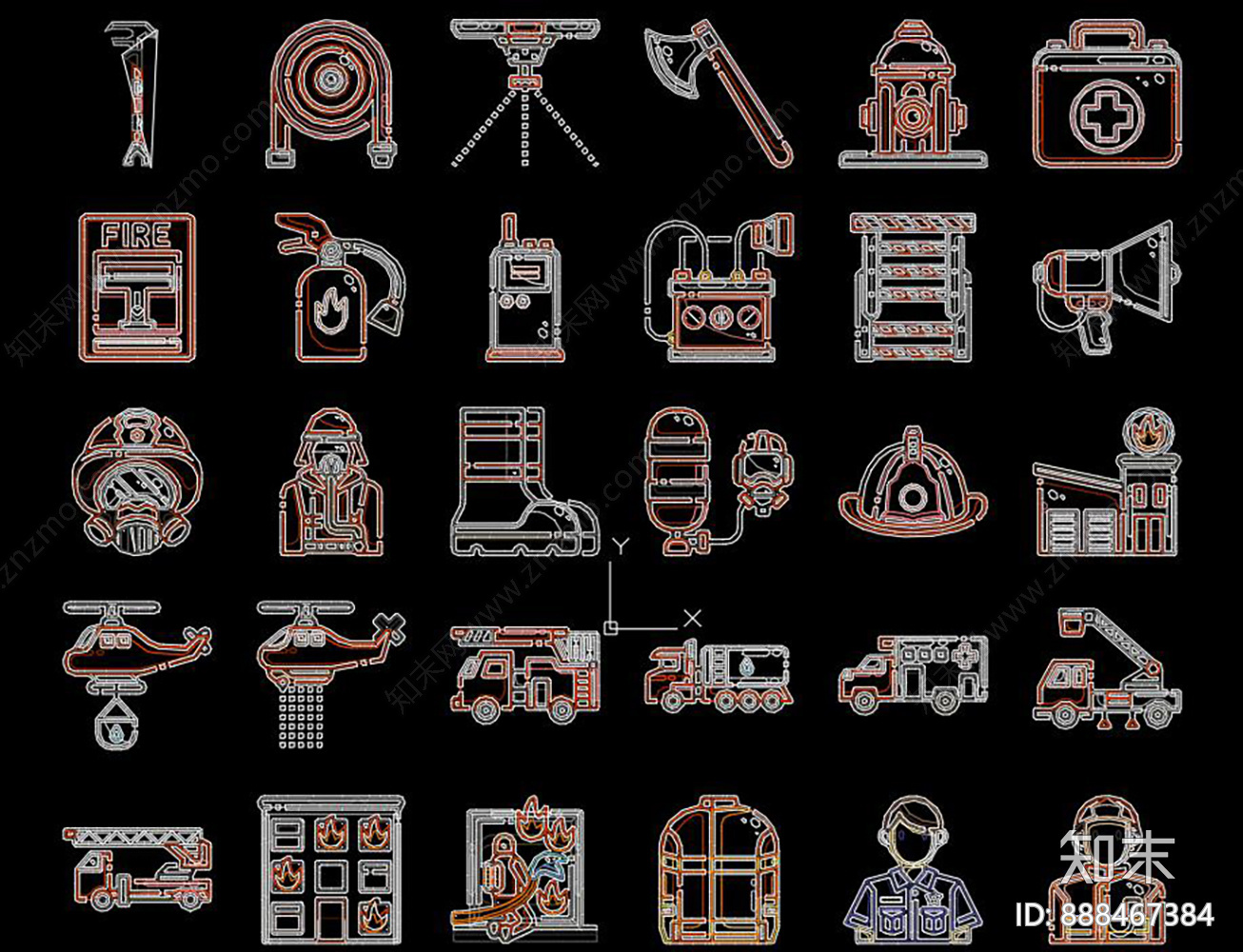 消防图标施工图下载【ID:888467384】