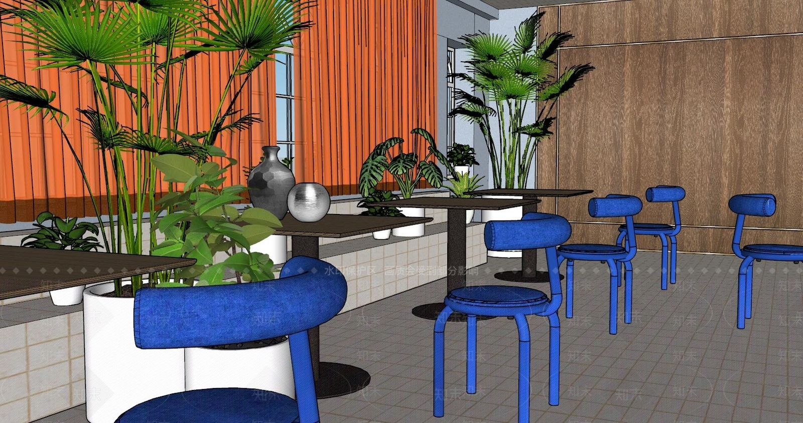 【SU悬赏模型】现代餐厅SU模型下载【ID:988479084】