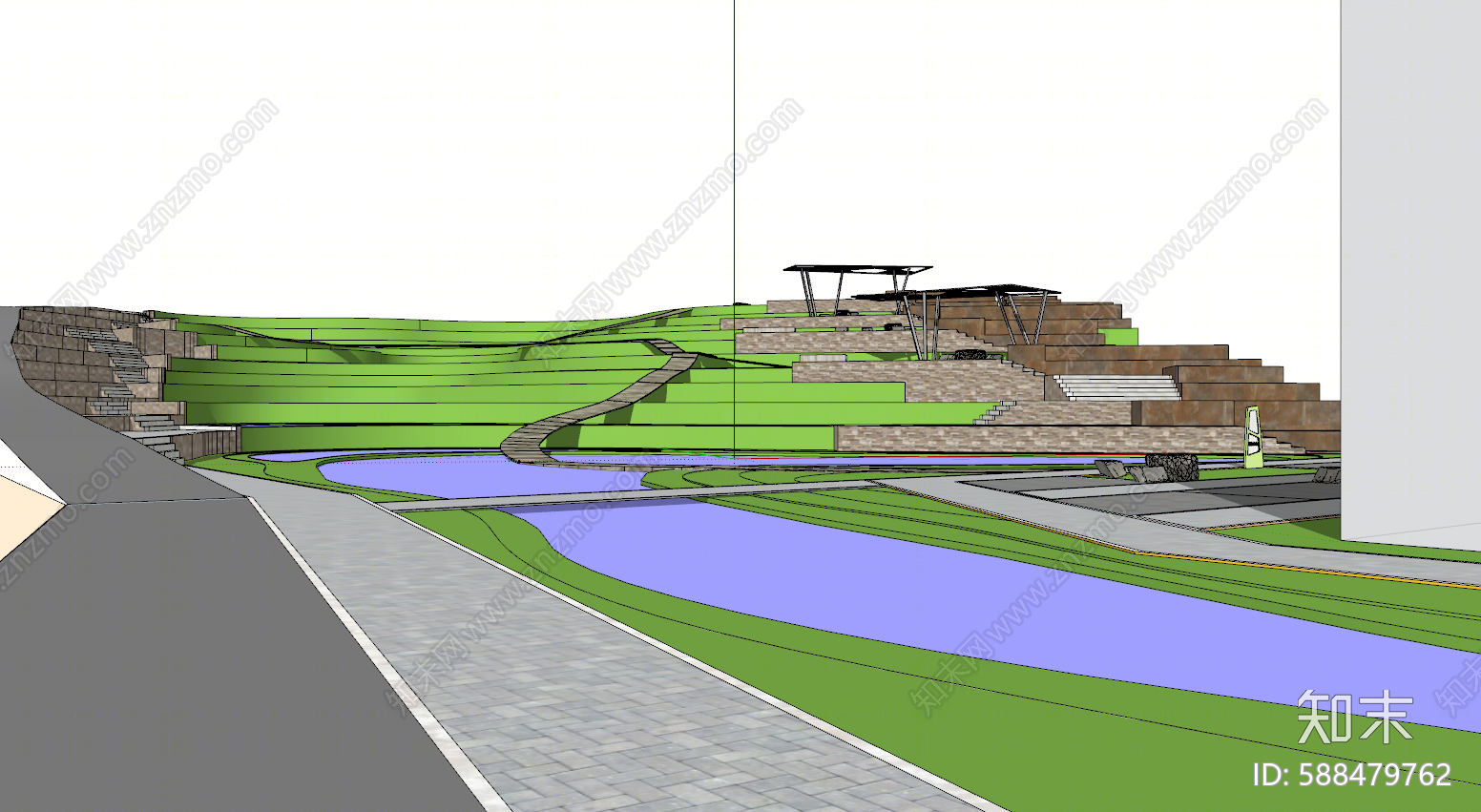 现代公园景观SU模型下载【ID:588479762】
