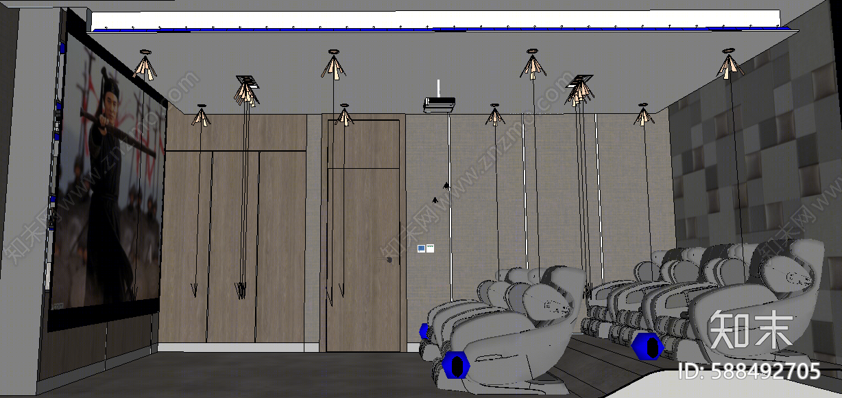 现代影音室SU模型下载【ID:588492705】