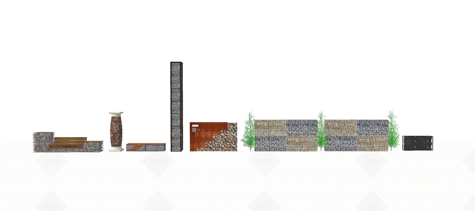 工业风石笼网组合SU模型下载【ID:388500338】