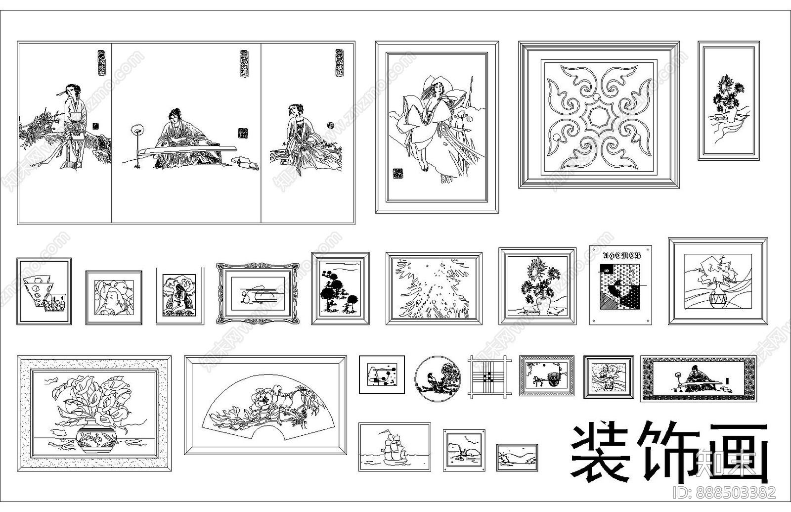 CAD立面图库施工图下载【ID:888503382】