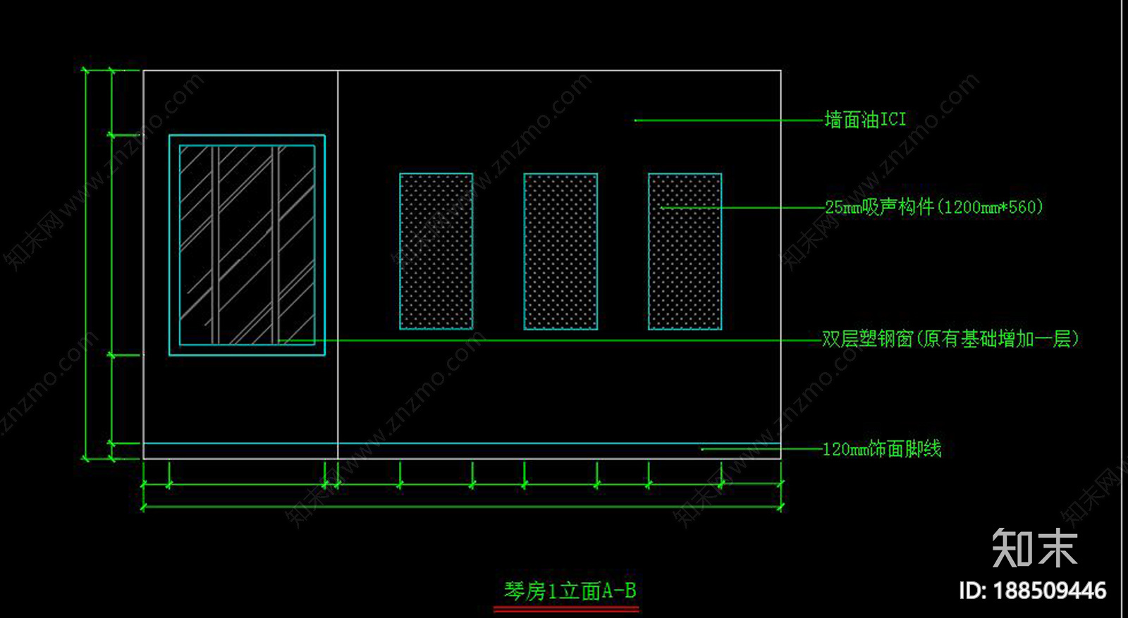 琴房CADcad施工图下载【ID:188509446】
