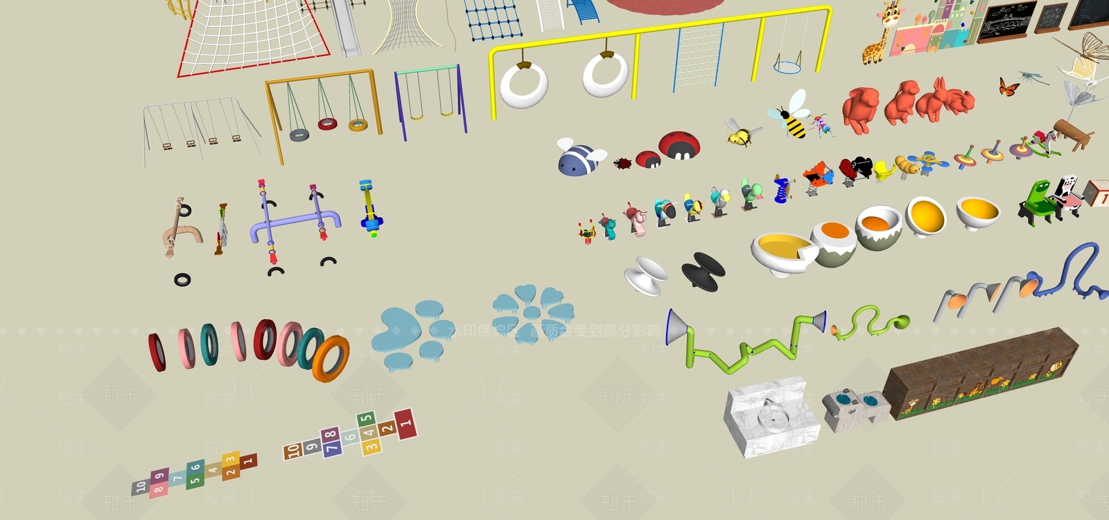 现代儿童活动器械集合SU模型下载【ID:388523366】