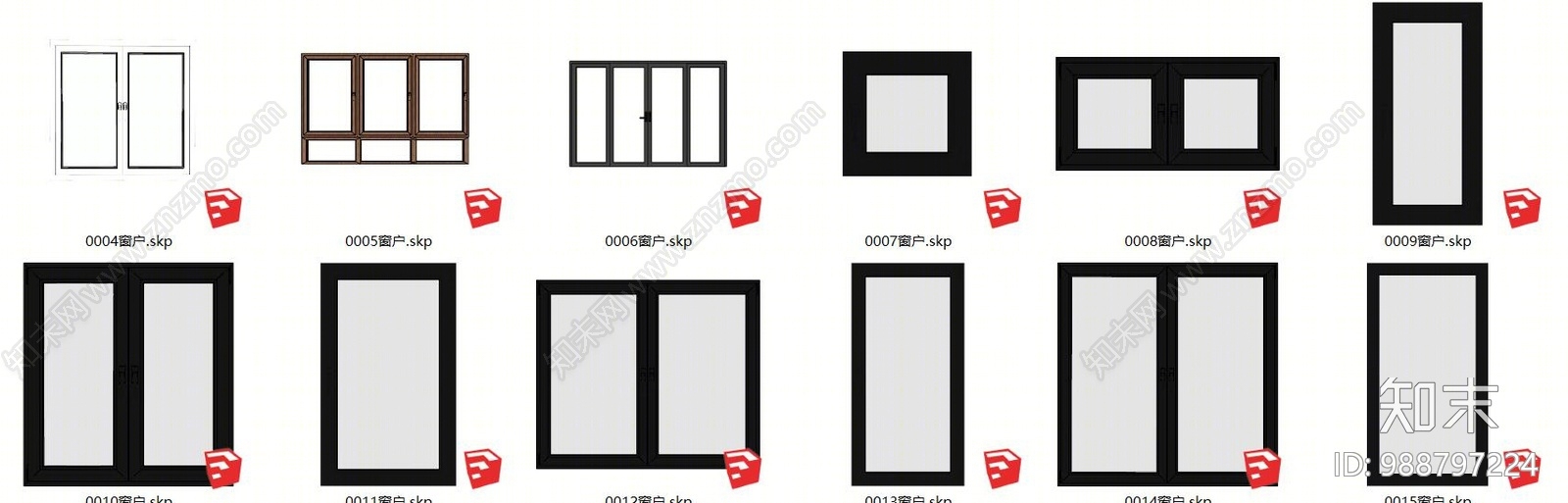 现代窗户SU模型下载【ID:988797224】