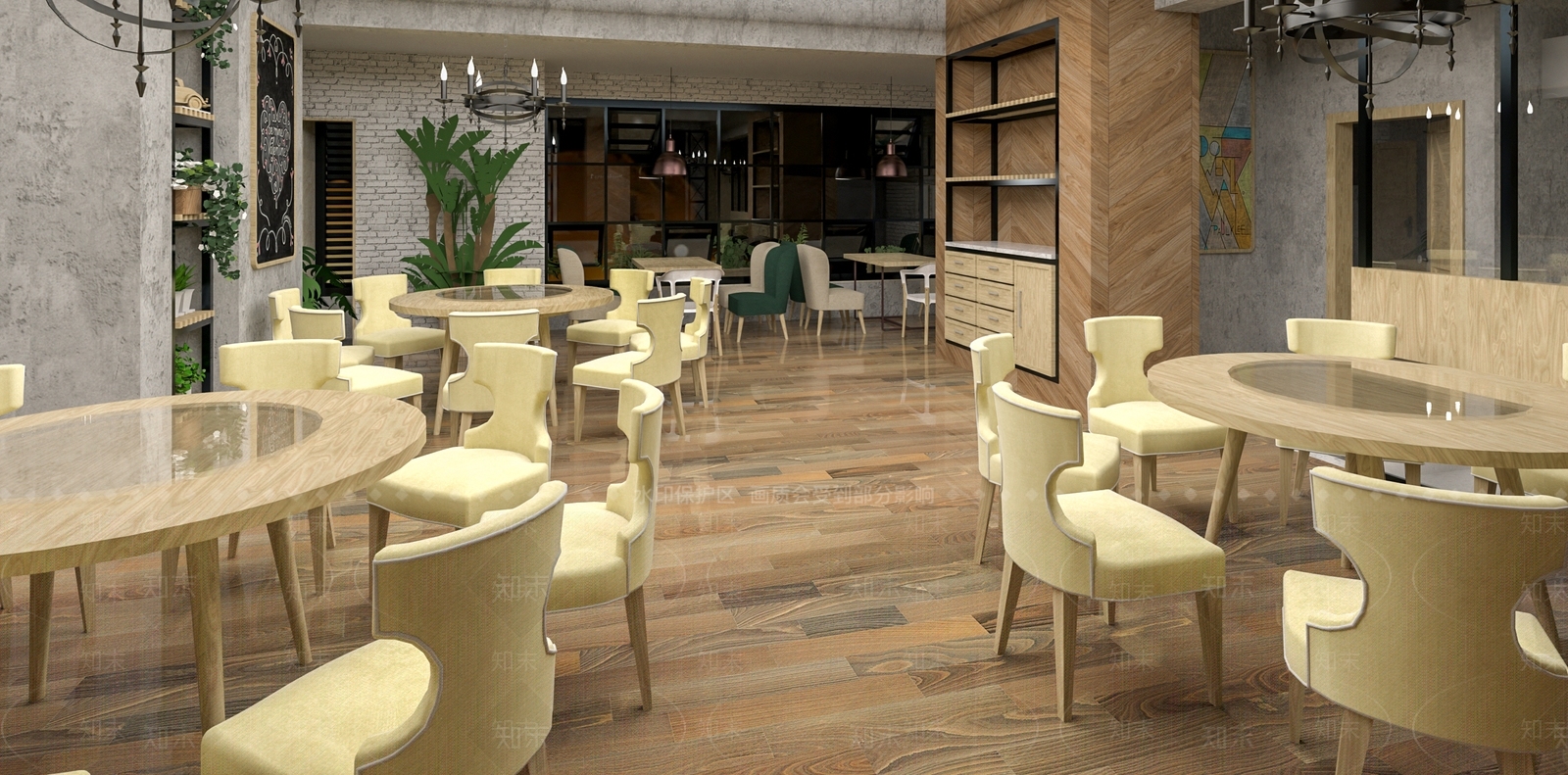 现代餐厅SU模型下载【ID:988543050】