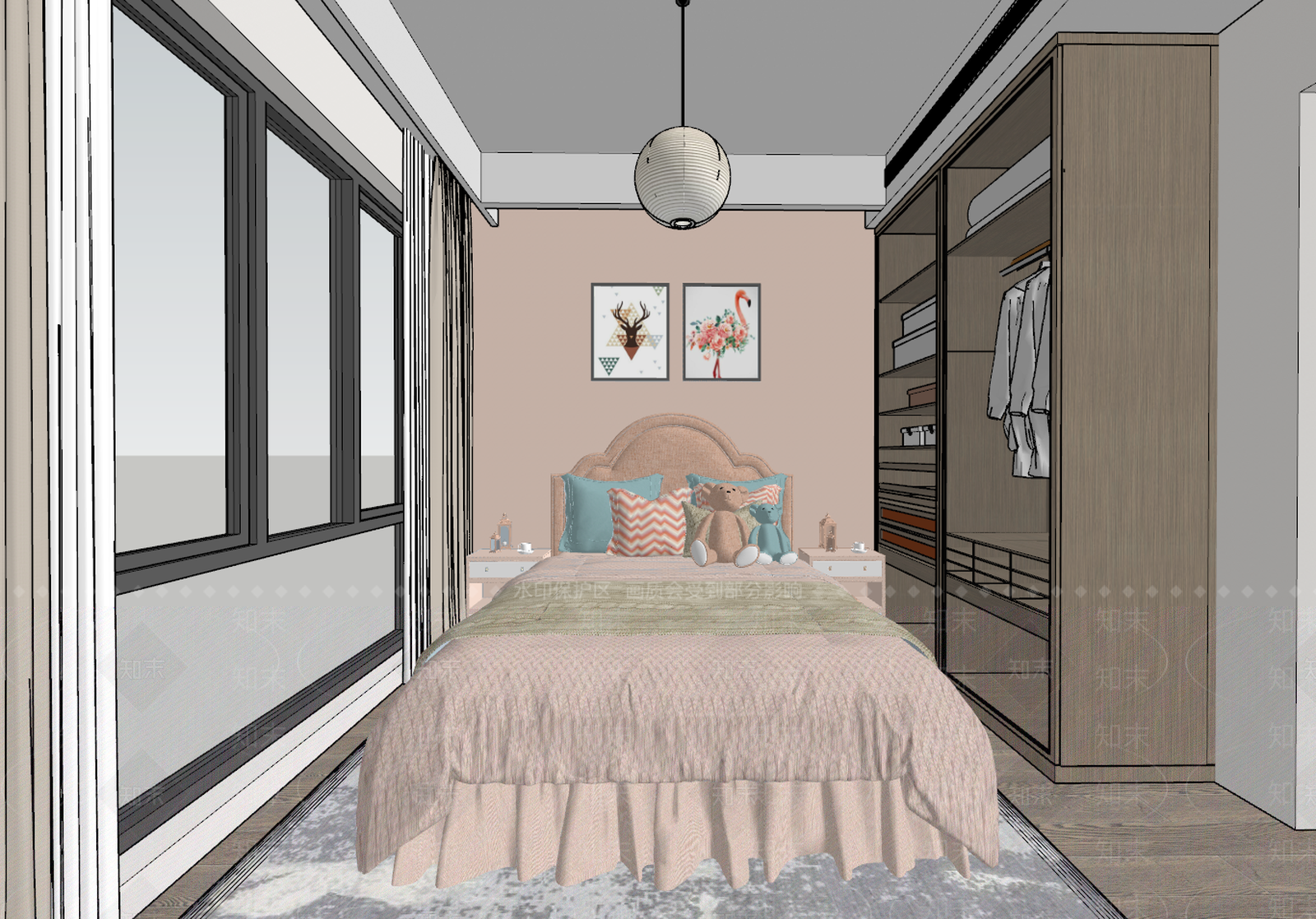 现代儿童房SU模型下载【ID:888544883】