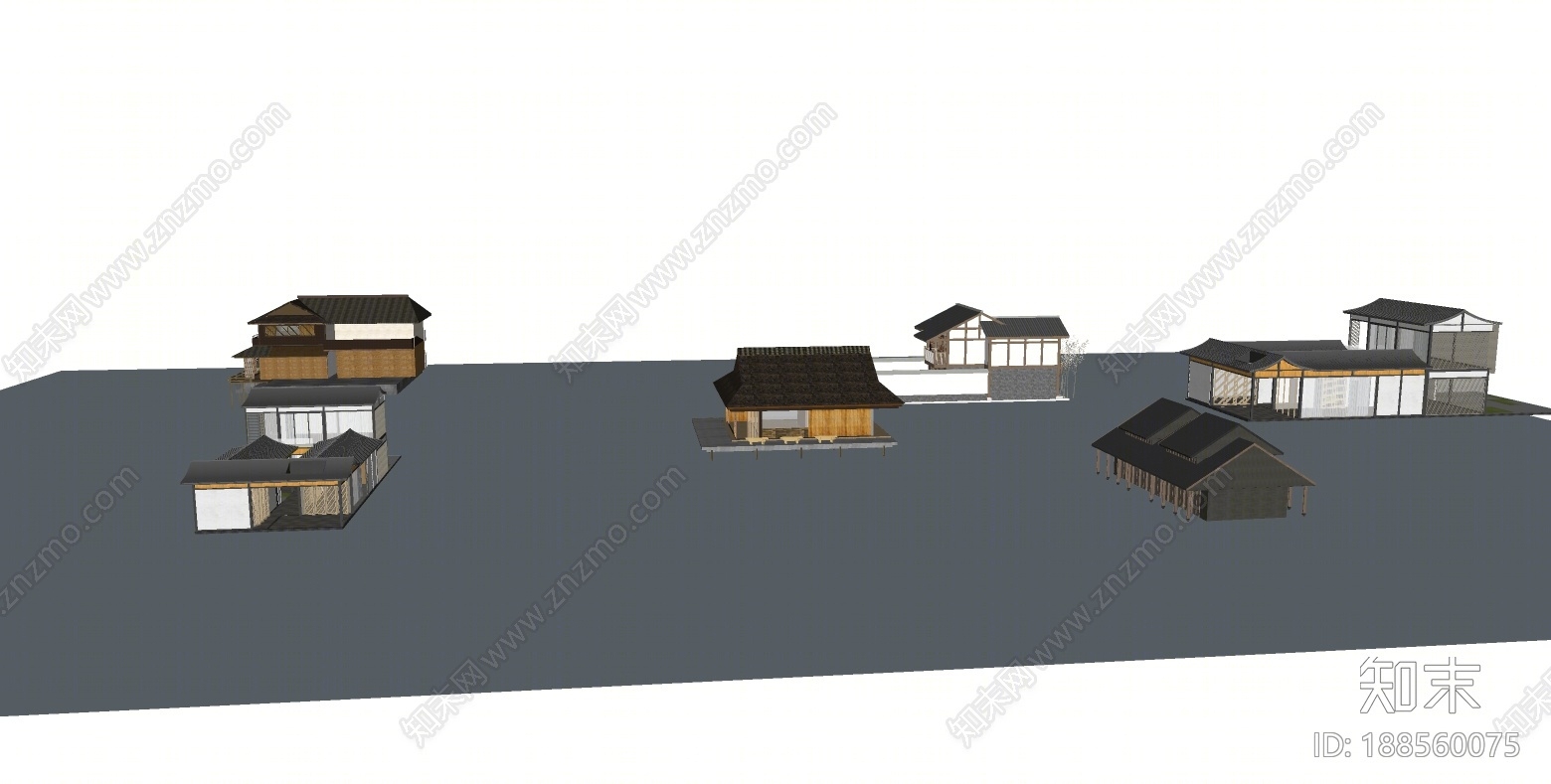 新中式乡村民房SU模型下载【ID:188560075】