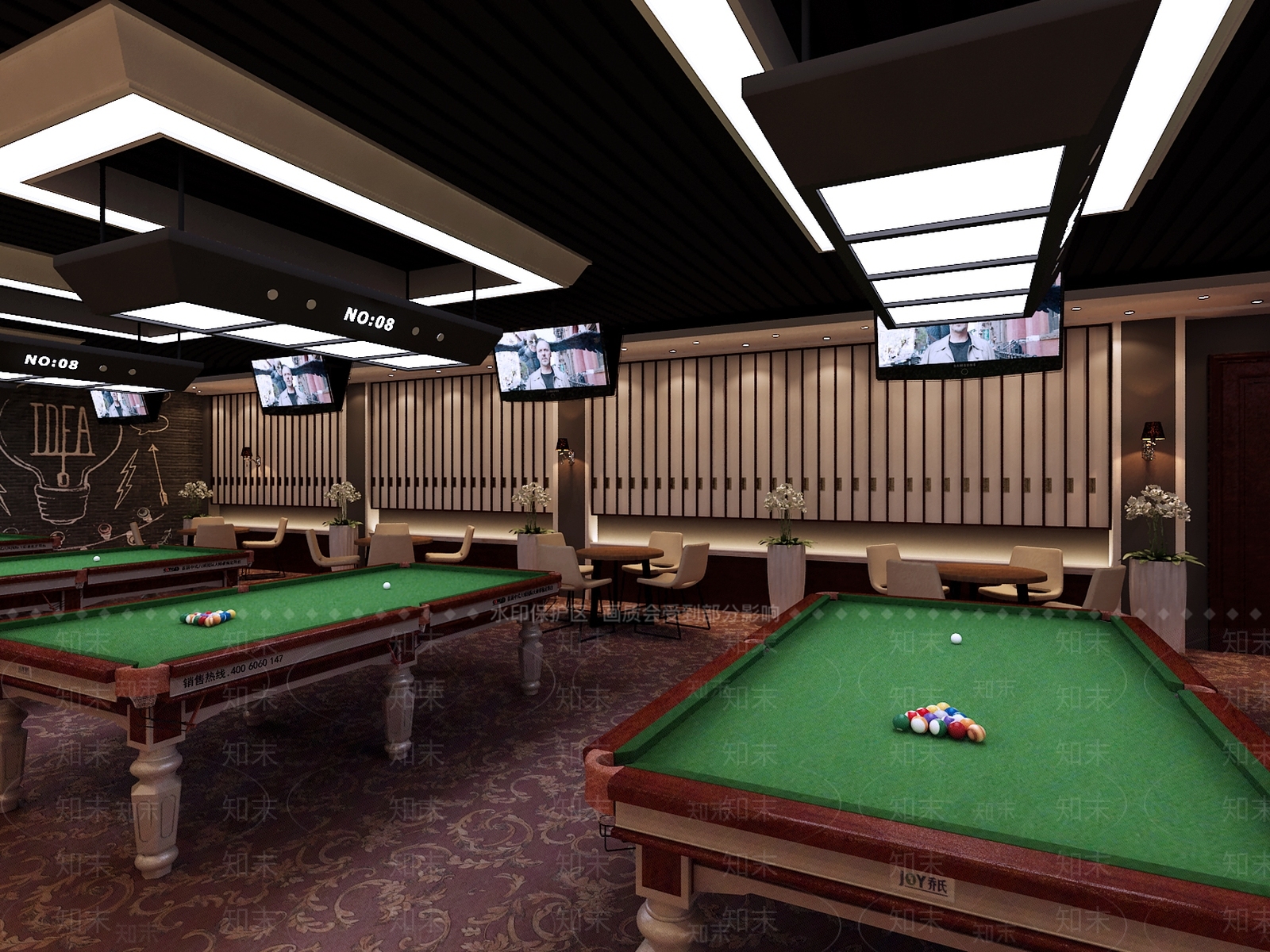 现代风格台球厅3D模型下载【ID:988570997】