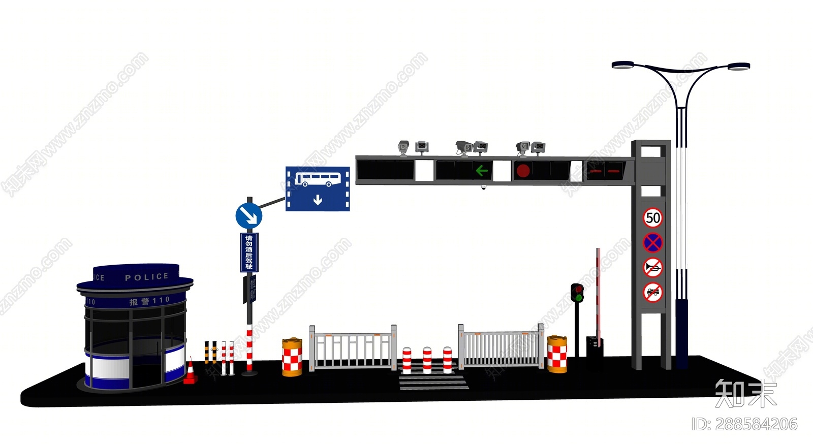 现代交通信号灯SU模型下载【ID:288584206】