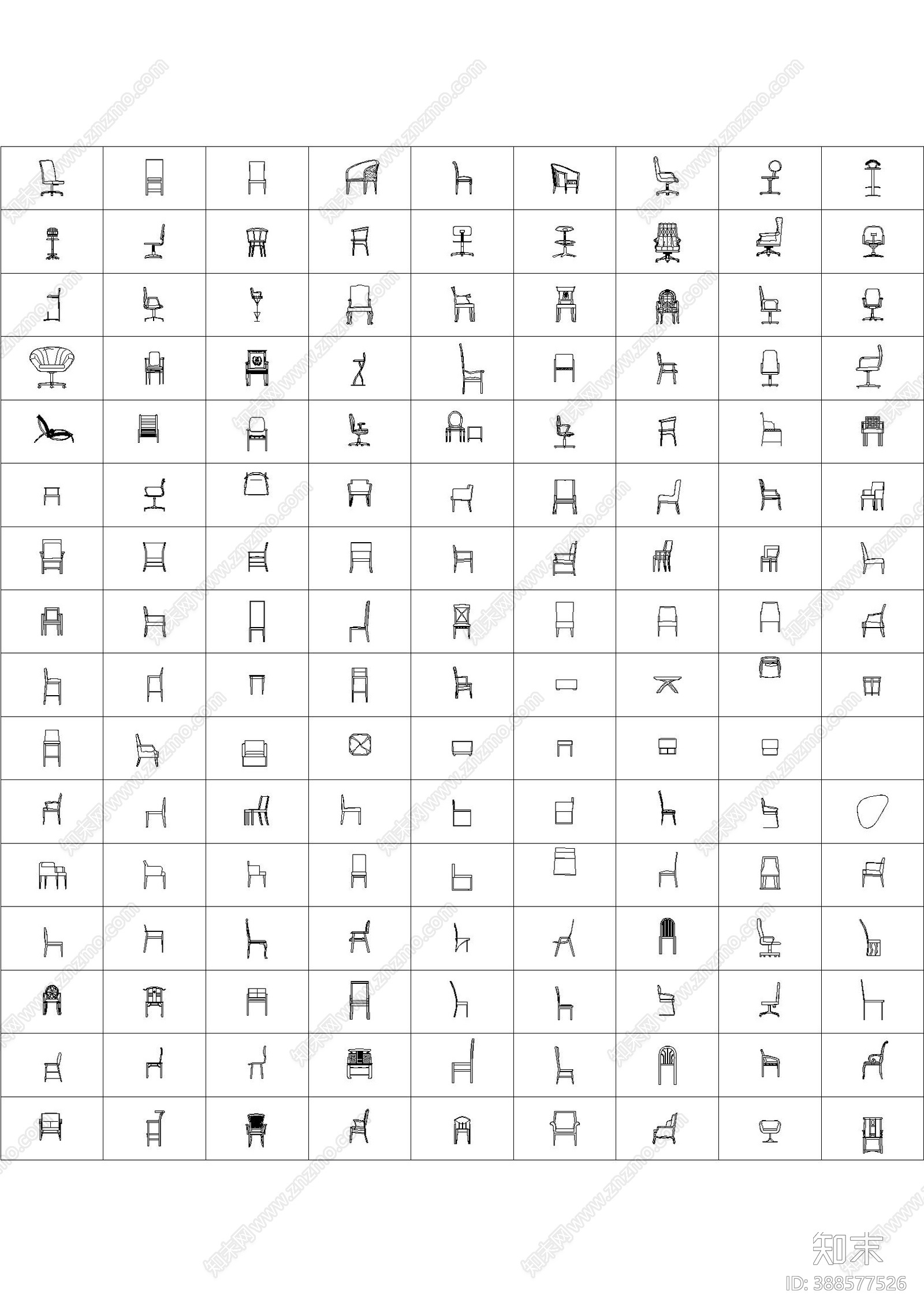 金螳螂-桌椅cad施工图下载【ID:388577526】