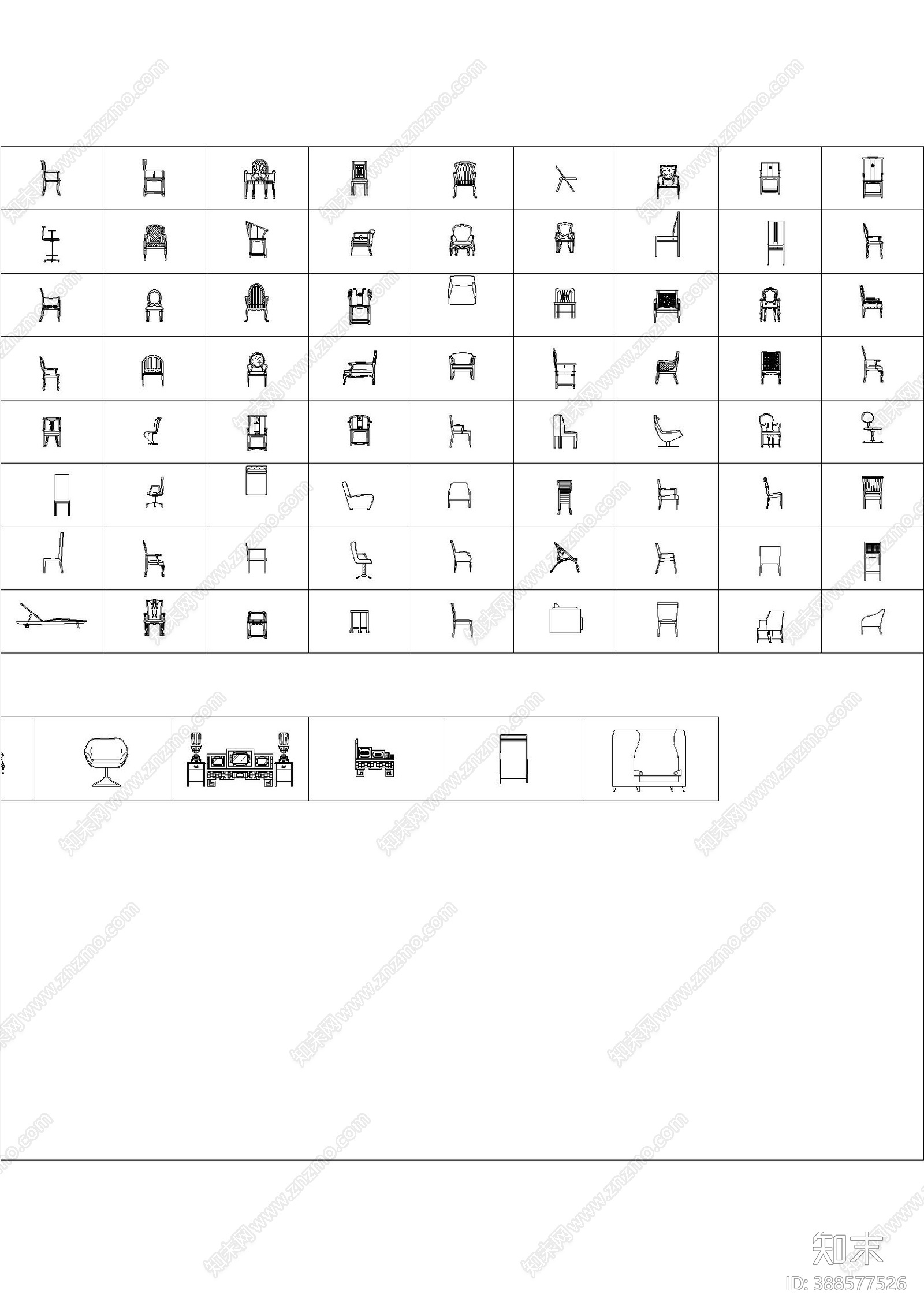 金螳螂-桌椅cad施工图下载【ID:388577526】