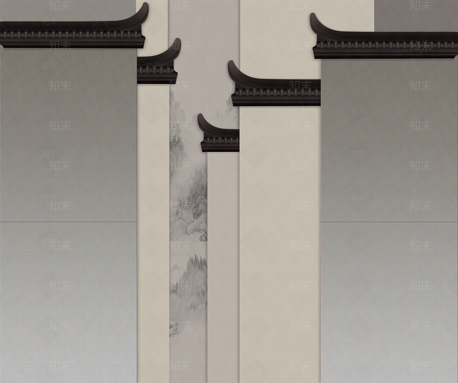 新中式古建筑风壁画贴图下载【ID:1109519305】