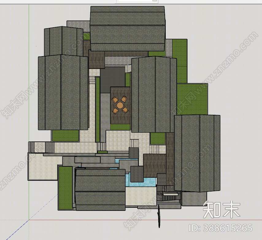 中式四合院SU模型下载【ID:388615265】