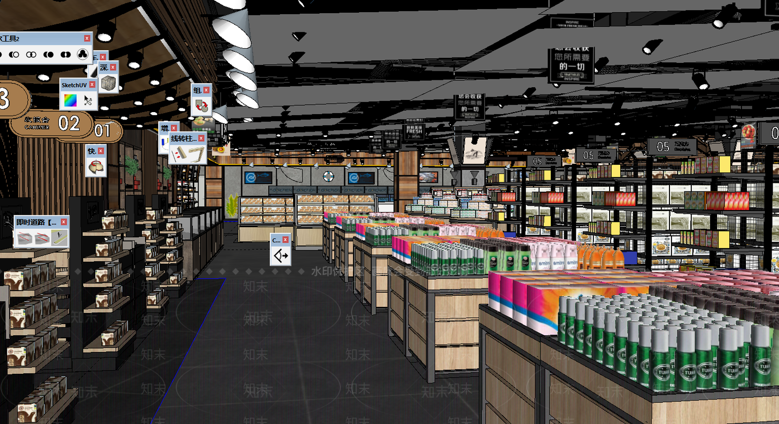 工业风超市SU模型下载【ID:888619307】