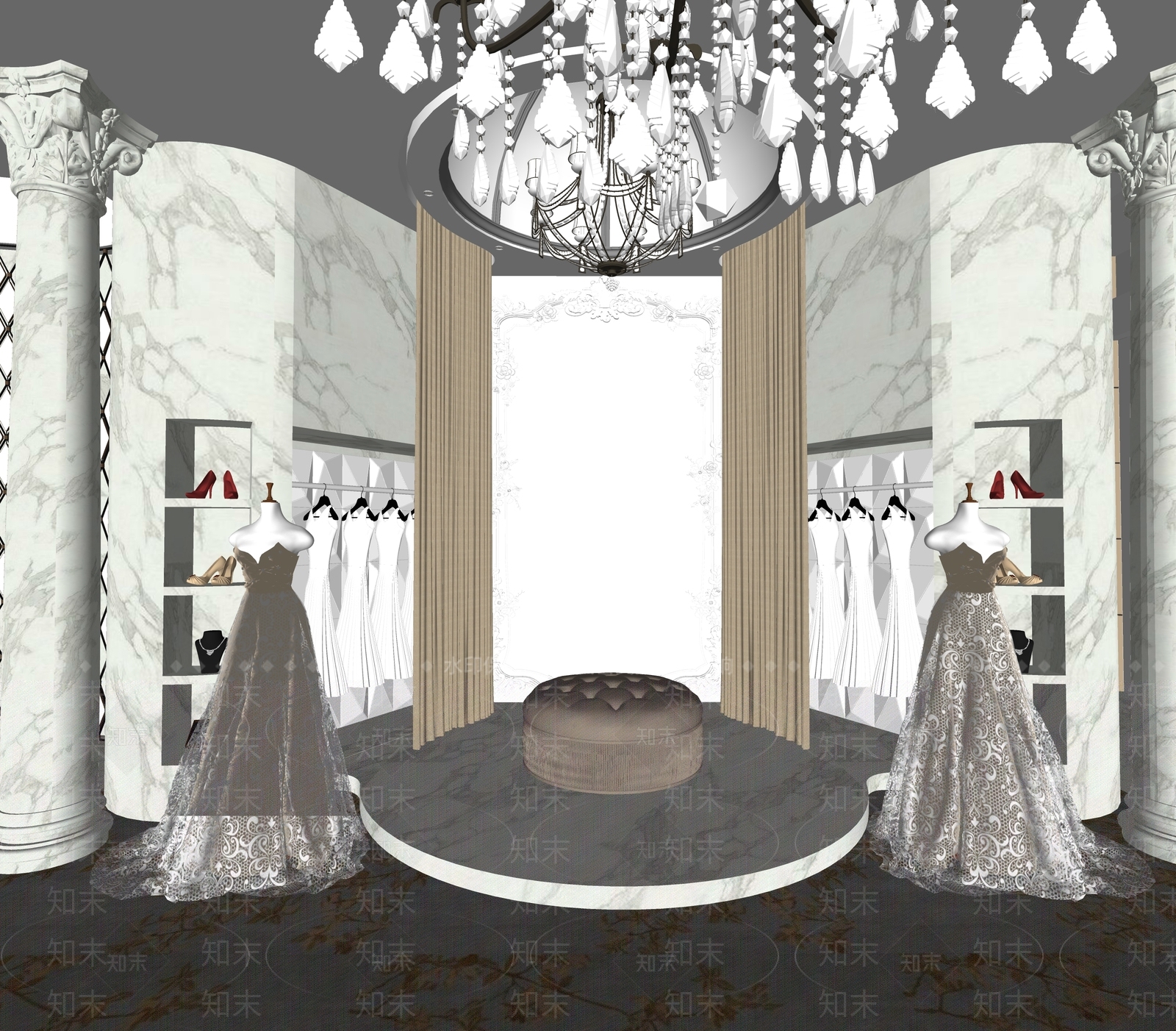 现代婚纱摄影店SU模型下载【ID:388632281】