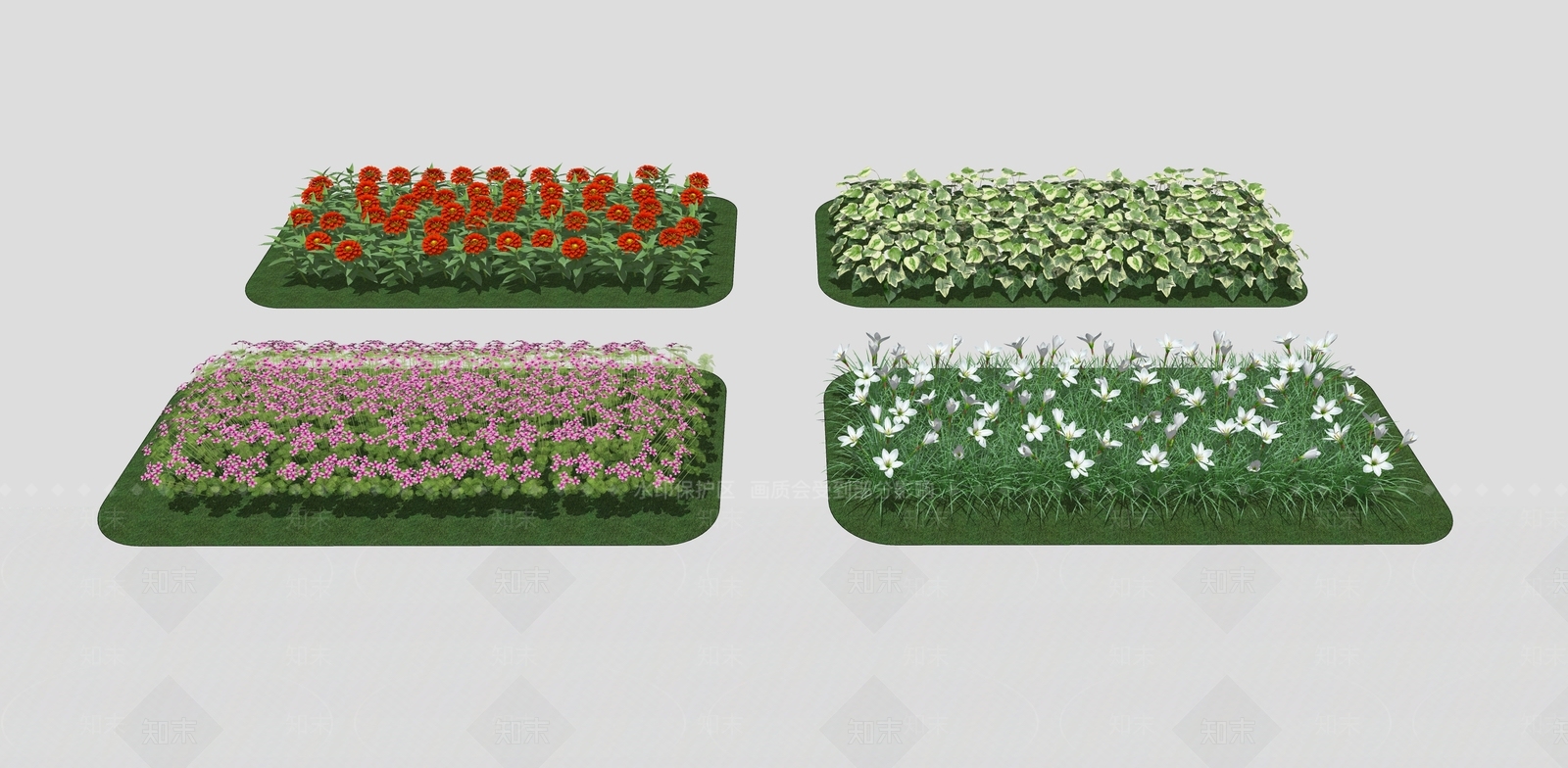 现代花草绿化带SU模型下载【ID:188634581】