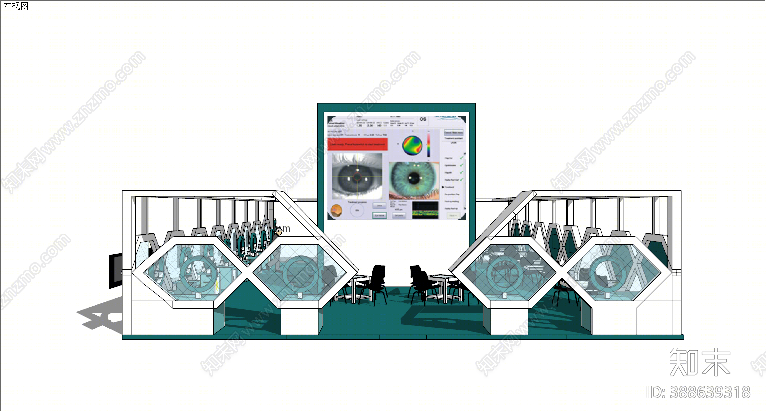 现代眼科科技展厅SU模型下载【ID:388639318】