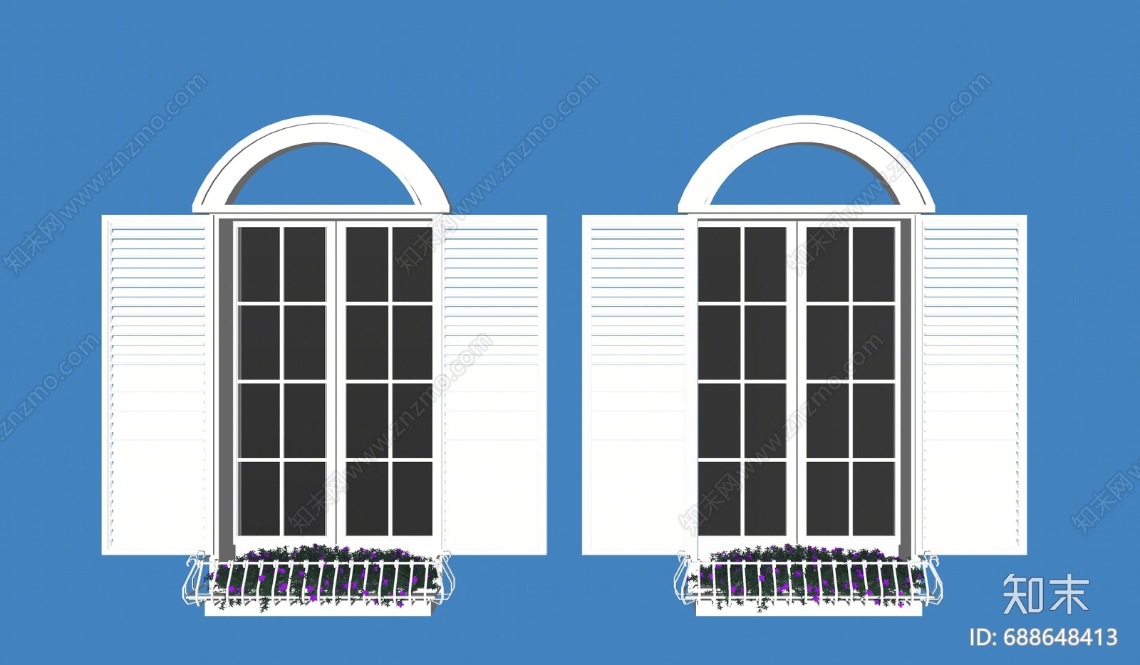 地中海百叶窗SU模型下载【ID:688648413】