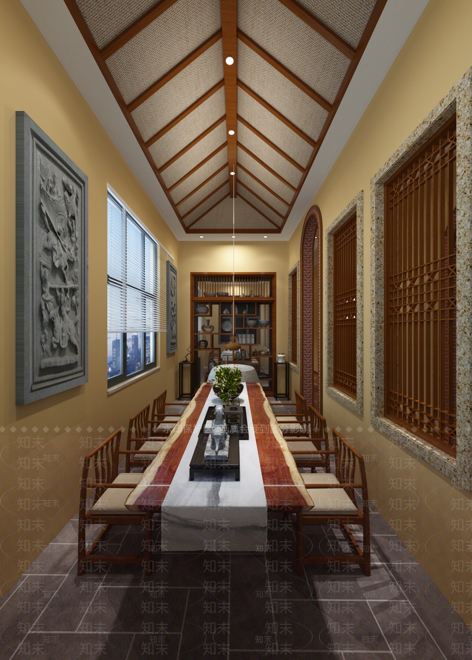 新中式茶室3d模型下载【id:188648947】