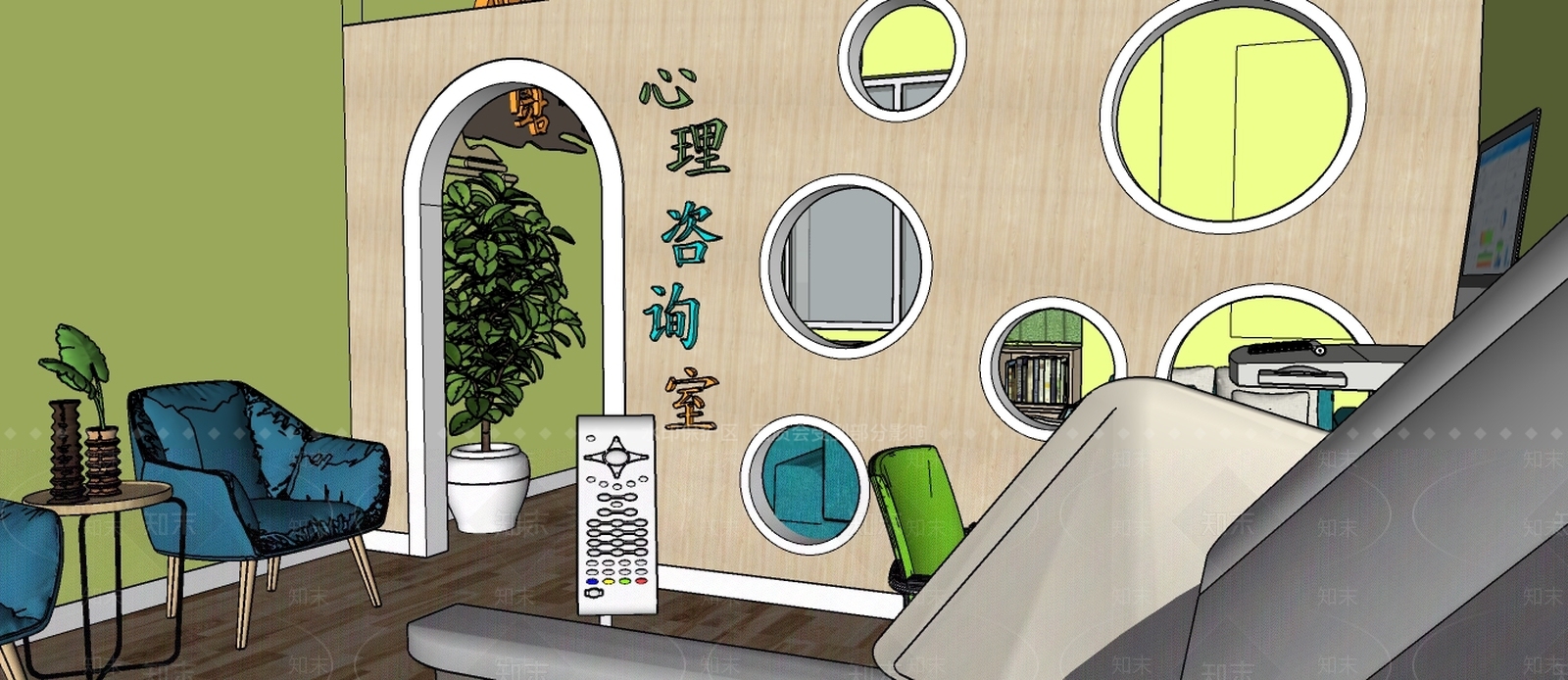 现代心理咨询办公室SU模型下载【ID:588655369】