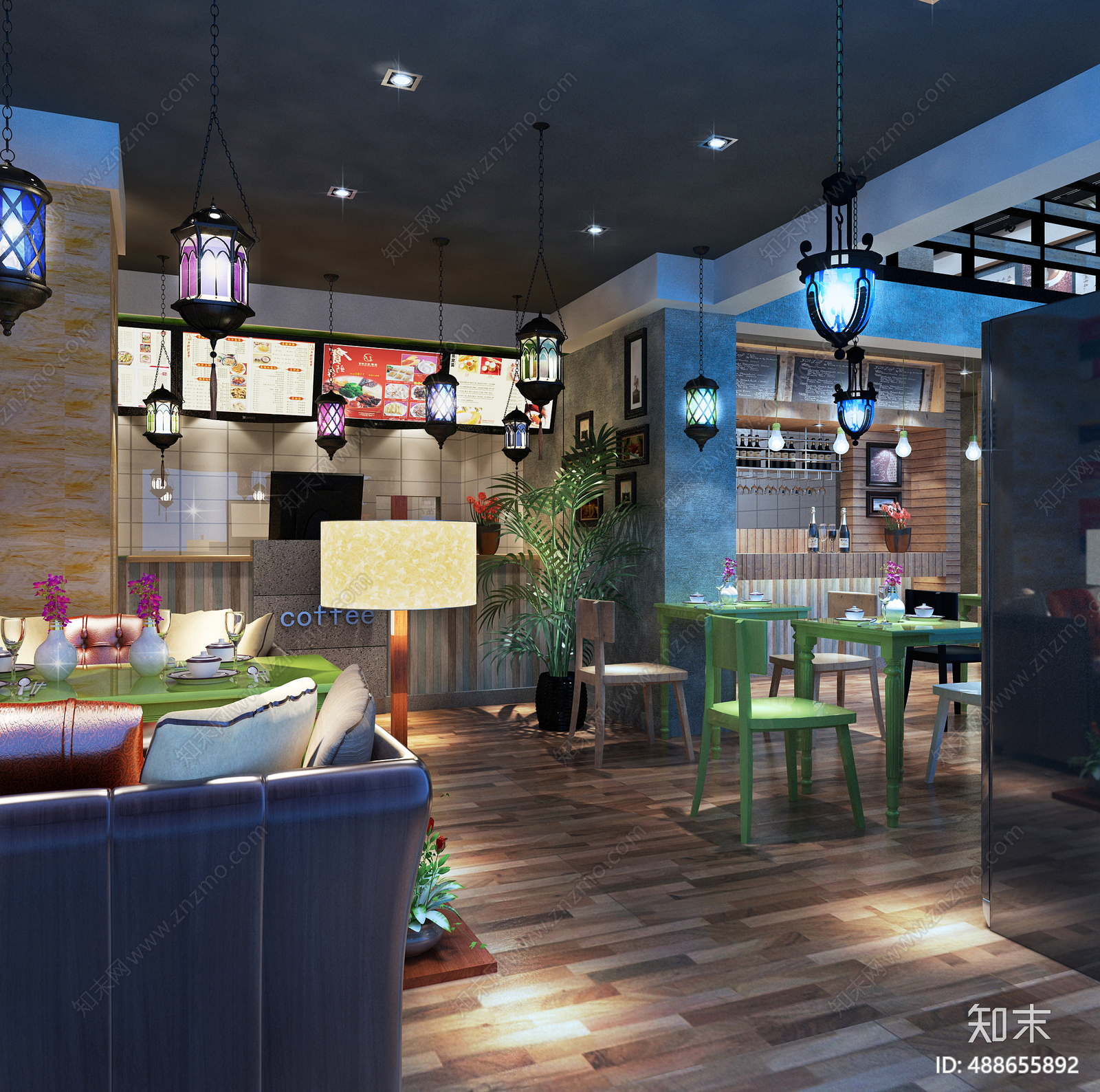 现代西餐厅cad施工图下载【ID:488655892】