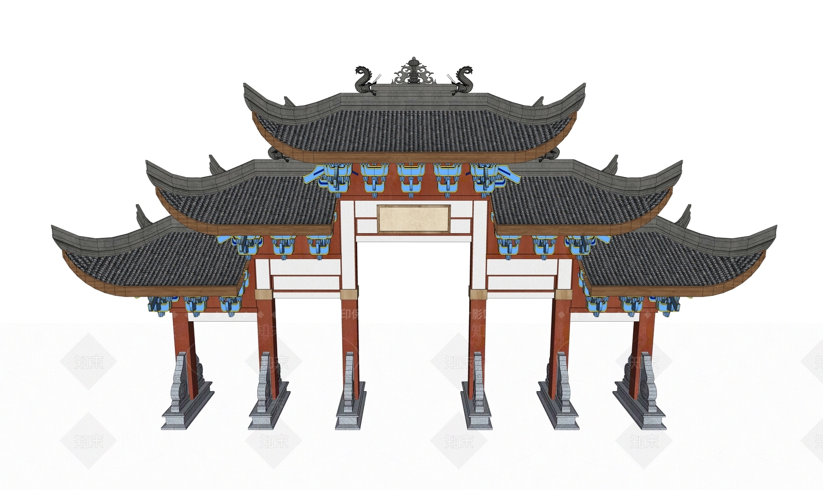 中式牌坊牌楼SU模型下载【ID:488670558】