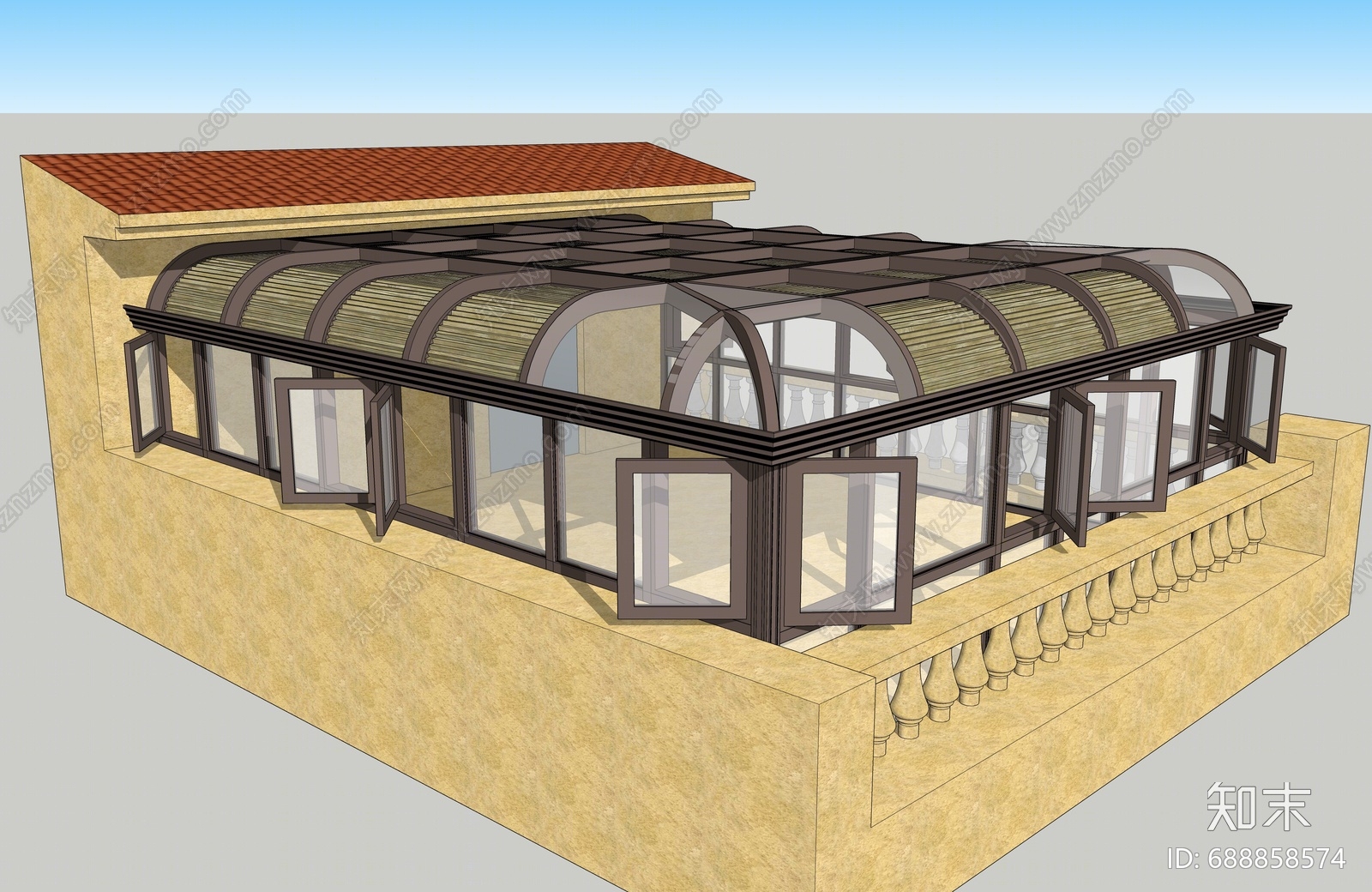 现代阳光房SU模型下载【ID:688858574】