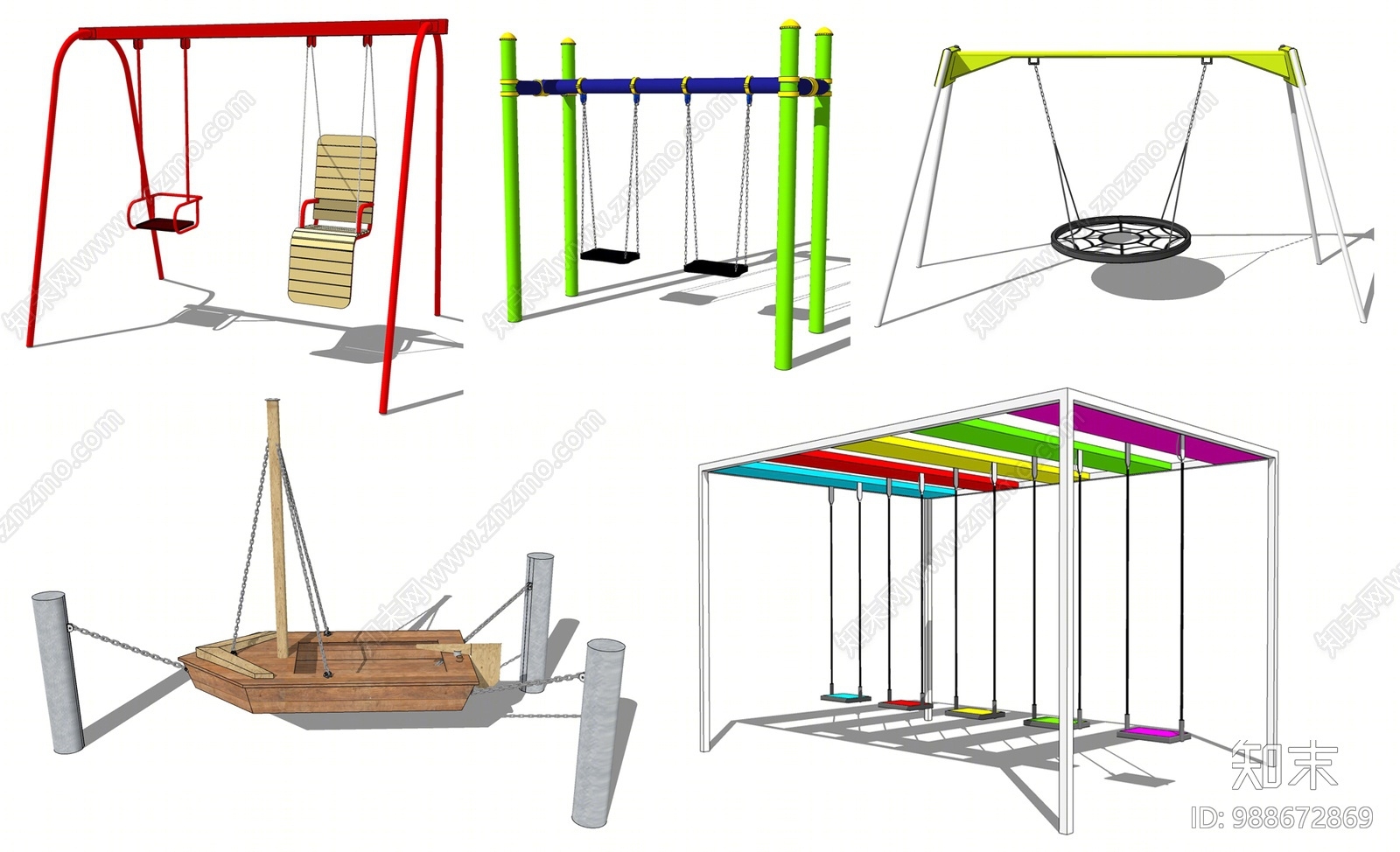 现代风格儿童秋千SU模型下载【ID:988672869】