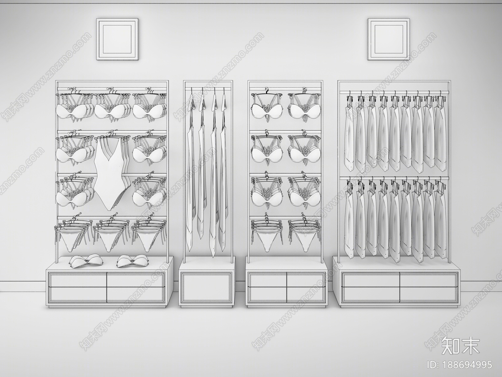 简欧内衣架组合3D模型下载【ID:188694995】