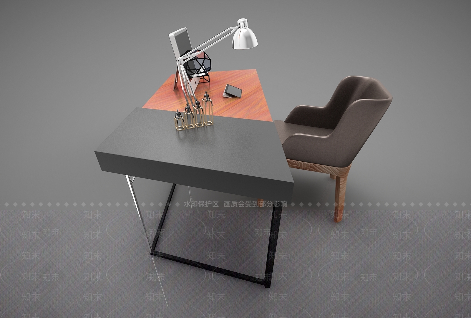 工业风格办公桌椅3D模型下载【ID:688705668】